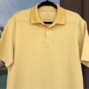 Tommy Bahama Yellow Striped Modal Polo M